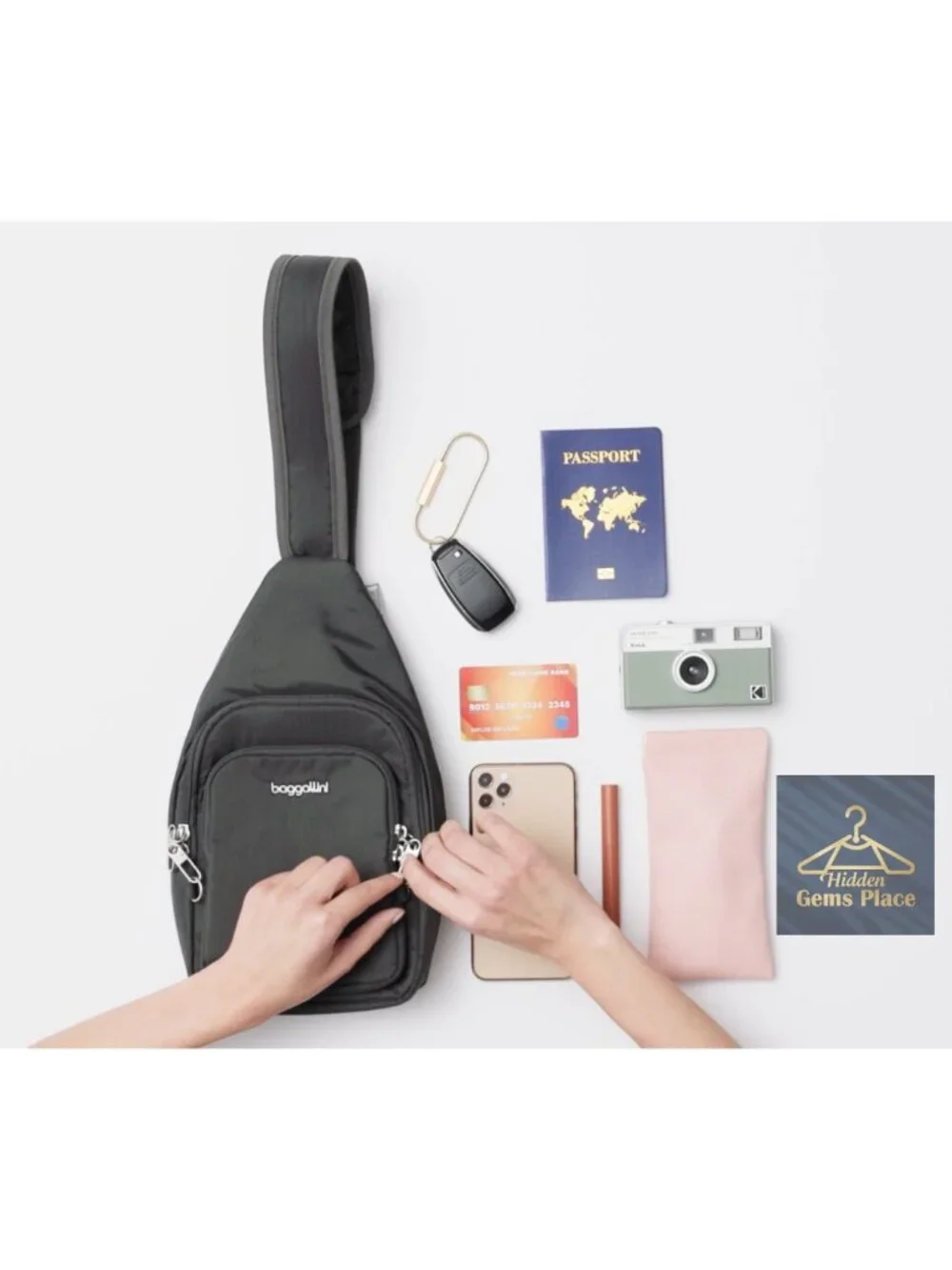 Anti-Theft Sling Bag with Locking Zippers & RFID Protection